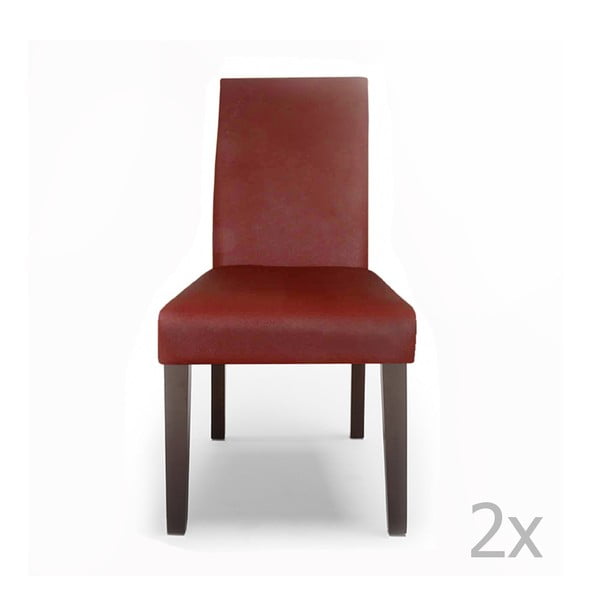 Sada 2 červených koženkových jídelních židlí SOB
