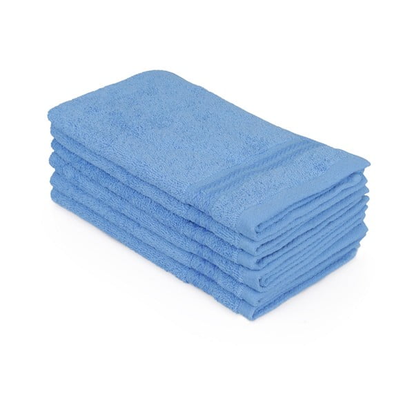 Sada 6 modrých ručníků do koupelny, 50 x 30 cm