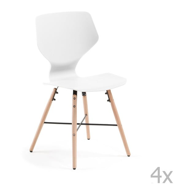Sada 4 bílých židlí s dřevěným podnožím La Forma Withey
