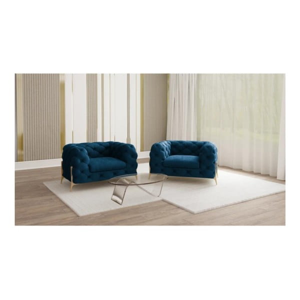 Tumesinine sametist tugitool Chelsea Bis – Ropez-image-1