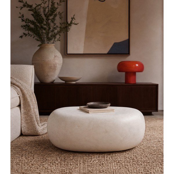 Valge ümmargune diivanilaud, 65 x 49 cm Pebble - vtwonen-image-3