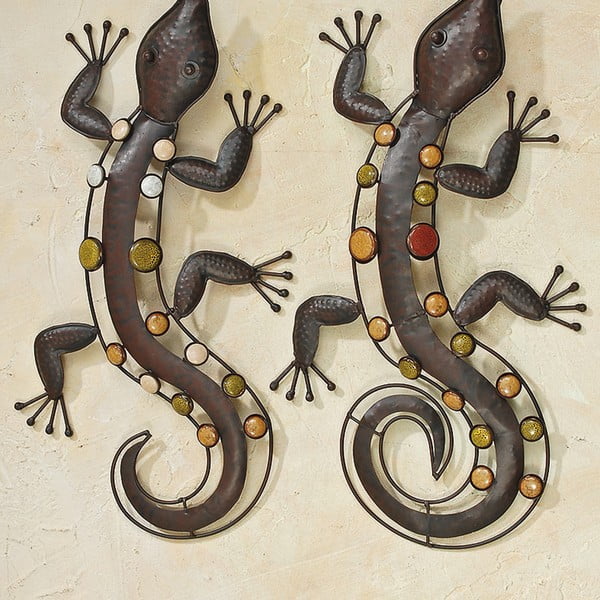 Sada 2 nástěnných dekorací Boltze Lizards, délka 53 cm
