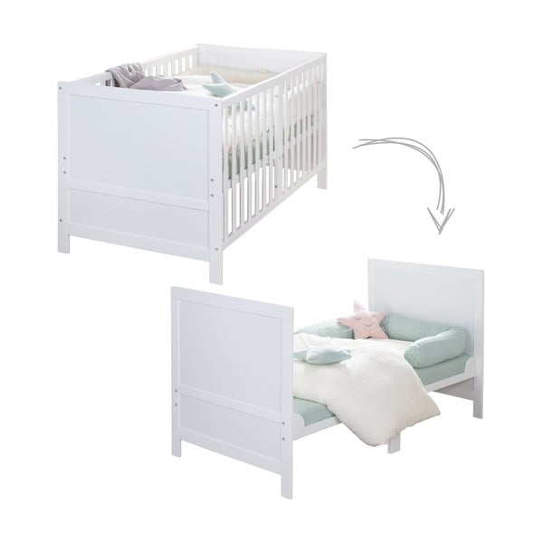 Valge reguleeritava kõrgusega võrevoodi 70x140 cm Easy Sleep - Roba-image-3