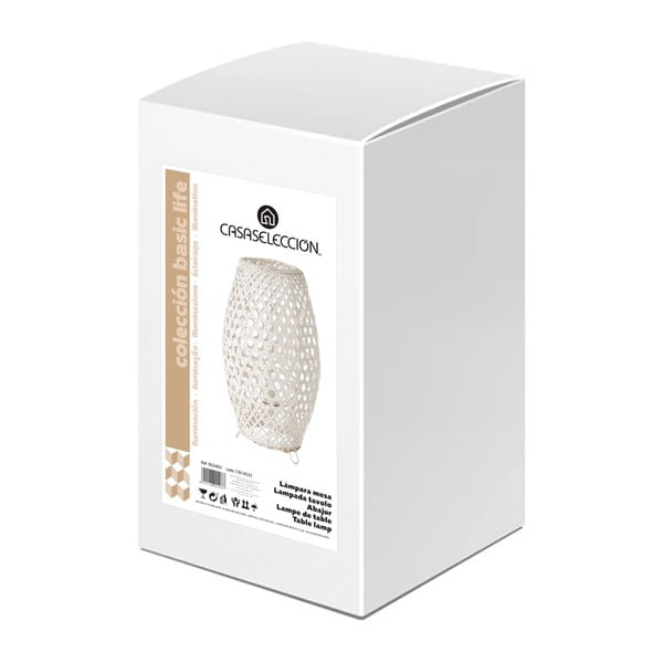 Valge laualamp bambusevarjundiga (kõrgus 36 cm) - Casa Selección-image-4