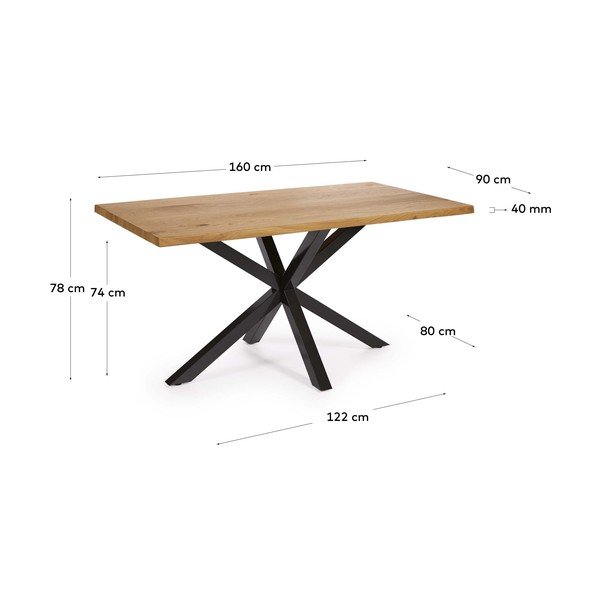 Söögilaud tammepuust pealispinnaga 90x160 cm Argo - Kave Home-image-4