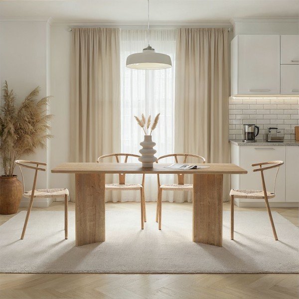 Söögilaud tammepuust dekooriga 90x180 cm Linza - Kalune Design-image-1