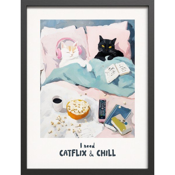 Trükitud pilt raamiga 30x40 cm Catflix - Styler