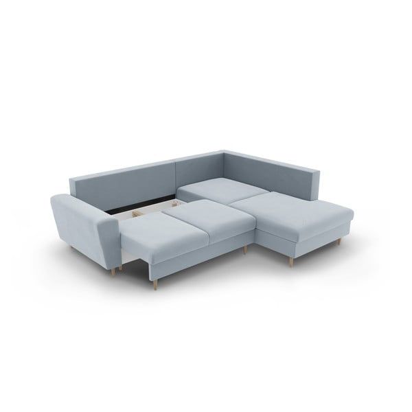 Helesinine sametist panipaigaga nurgadiivanvoodi (parem nurk/"L"-kujuline) Kyoto - Cosmopolitan Design-image-3