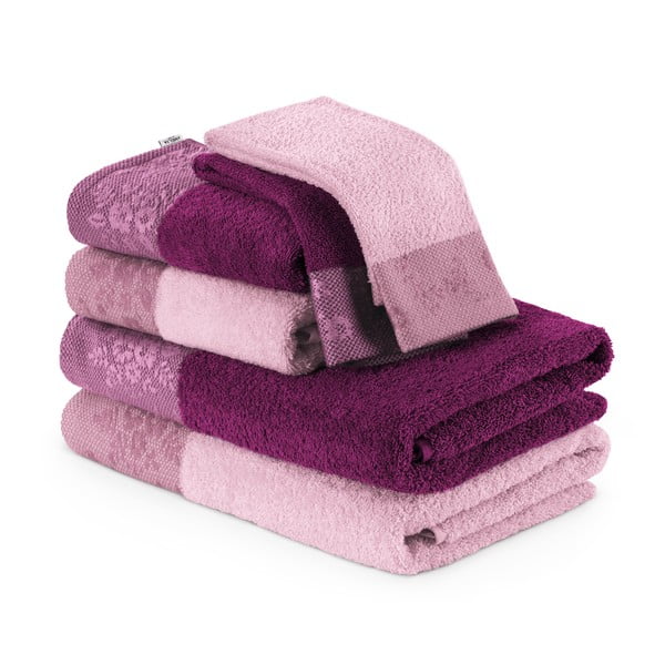 Sada 6 růžových ručníků a osušek AmeliaHome