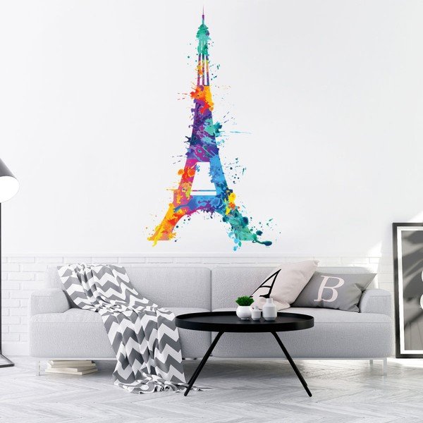 Nástěnná samolepka Ambiance Wall Decal Eiffel Tower Design Watercolor, 105 x 60 cm-image-1
