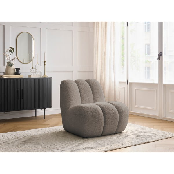 Hallikaspruuni värvi buklee kangast tugitool Janissaire - Bobochic Paris-image-1