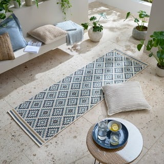 Kollane-sinine sise- ja välisvaip 80x230 cm Zia Trellis - Flair Rugs