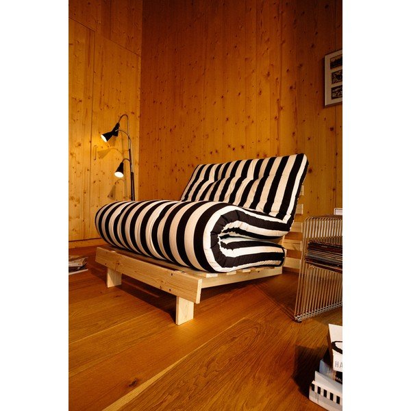Mustvalge kokkupandav futon/puidust tool Roots - Karup-image-3