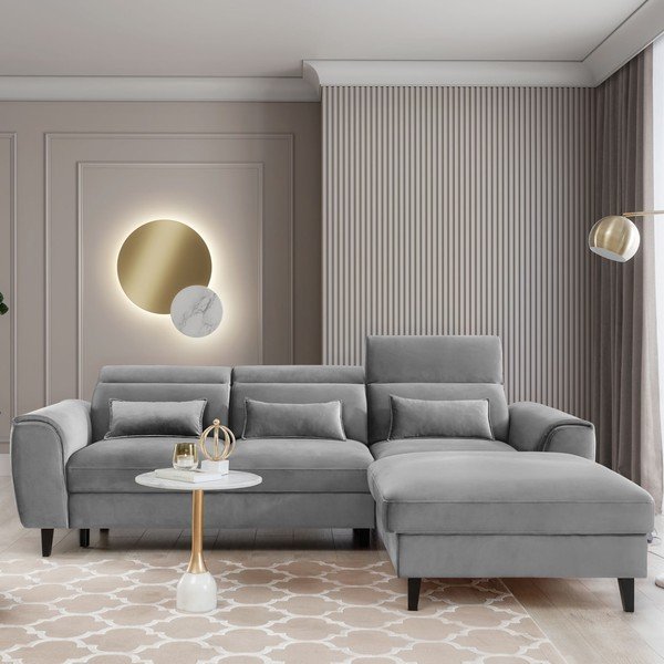 Hall sametist lahtikäiv/sahtliga nurgadiivan (parem nurk/lamamisosaga) Foble – ELTAP-image-1