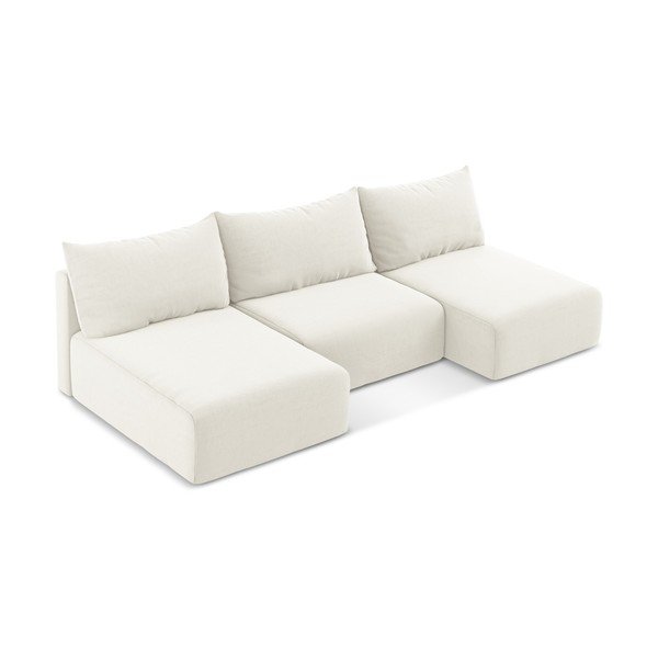 Kreemjas sametdiivanvoodi/nurgadiivan panipaigaga (U-kujuline) Kalena - Makamii-image-3