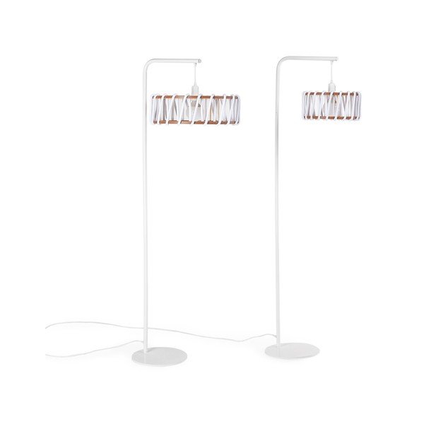 Stojací lampa s bílou konstrukcí a velkým bílým stínidlem EMKO Macaron-image-3