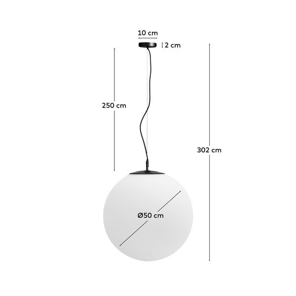 Valge/must metallist ripplamp klaasist varjuga, ø 50 cm Brisia - Kave Home-image-3