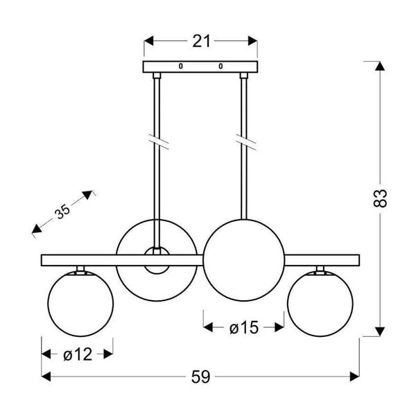 Must rippvalgusti klaasist lambivarjundiga 25x59 cm Kama - Candellux Lighting-image-2