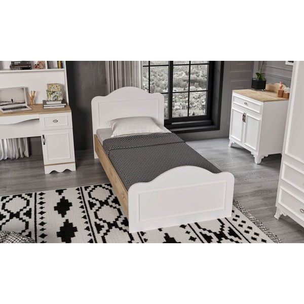 Valge-puiduvärvi üheinimesevoodi 90x190 cm Alessa - Kalune Design-image-1