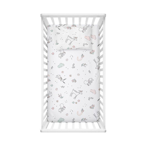 Valge Renforcé puuvillast laste voodipesu 70x120 cm Flowers - Mijolnir