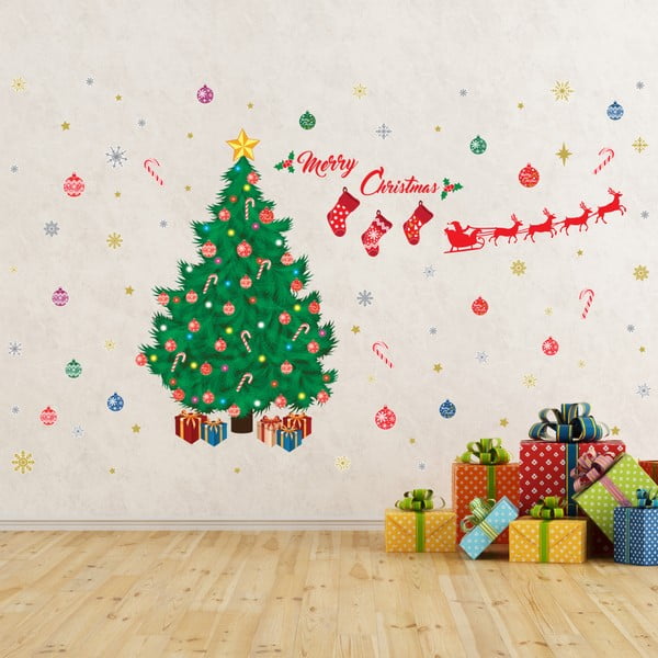 Samolepka na zeď Walplus Traditional Christmas Tree Decoration Set