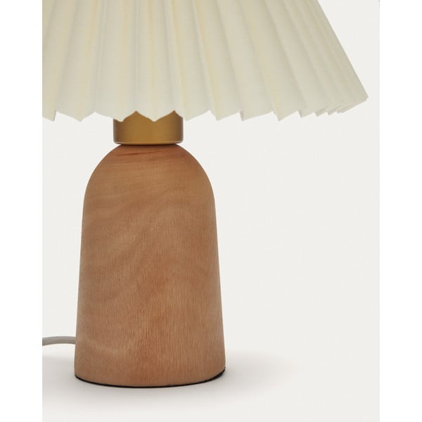 Beež kummipuidust lauavalgusti tekstiilist varjuga (kõrgus 33 cm) Benicarlo - Kave Home-image-3