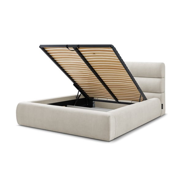 Beež polsterdatud kaheinimesevoodi koos voodipõhjaga 180x200 cm Jagna - Bobochic Paris-image-4