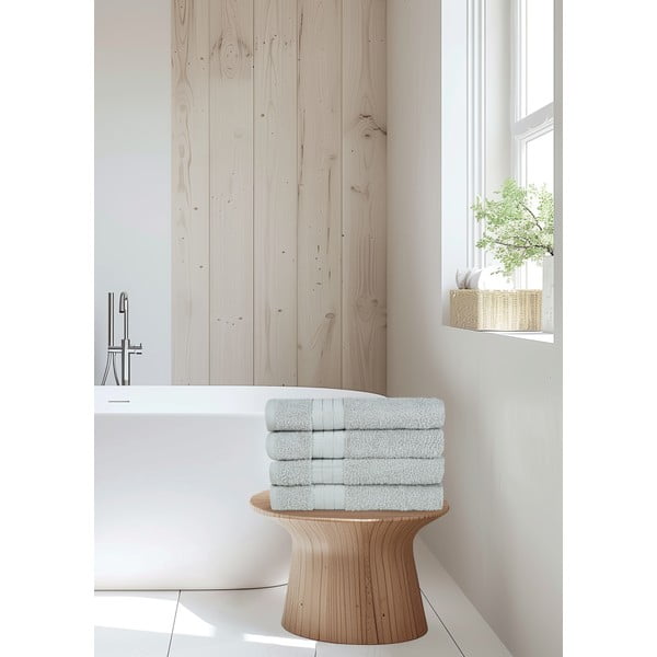 Helehallid puuvillased froteerätikud 4 tk komplektis 50x100 cm – Good Morning-image-3