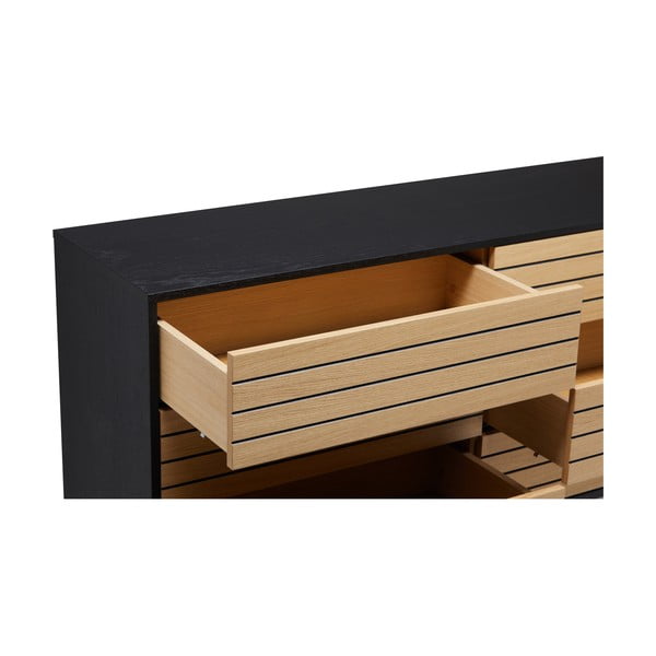 Must/loomulik madal kapp tammepuust 140x84 cm Stripe - Woodman-image-1