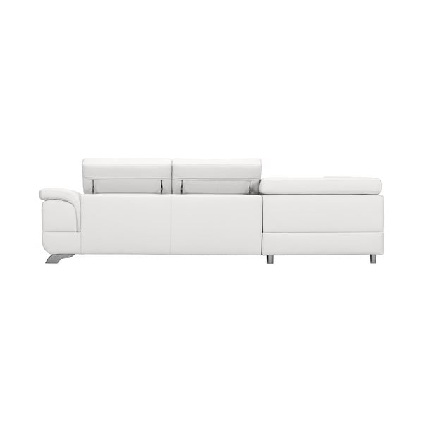 Bílá kožená rozkládací rohová pohovka s úložným prostorem Windsor & Co Sofas Gamma, levý roh-image-2