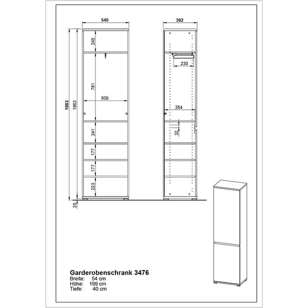 Garderoobikapp pöögidekorist 54x200 cm Lissabon - Germania-image-4