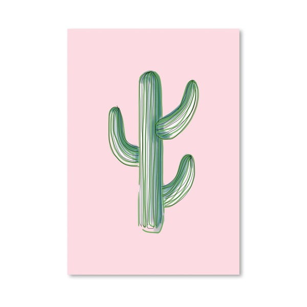 Plakát Americanflat Lonely Cactus On Pink, 30 x 42 cm