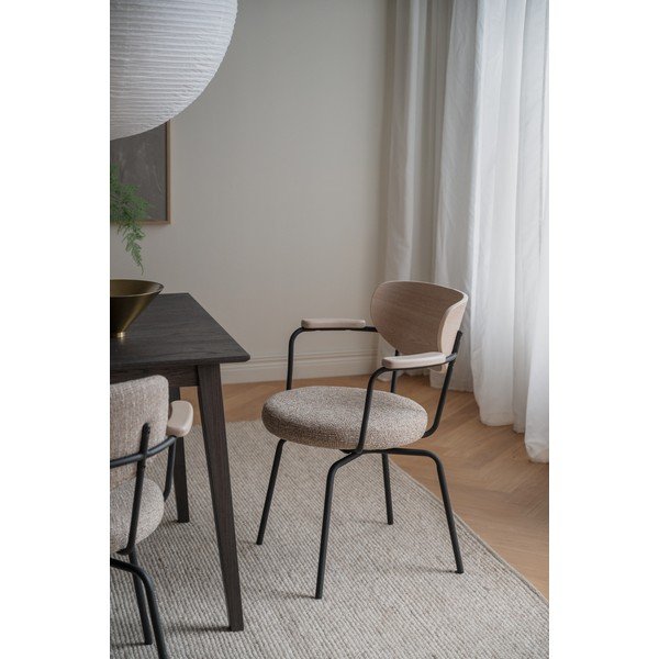 Must/beež metallist söögitool käetugedega Merrick - Rowico-image-1
