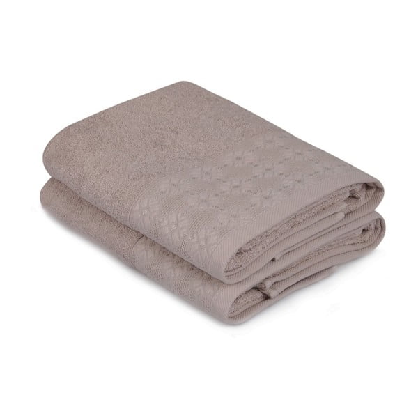 Sada dvou hnědých ručníků Provence, 90 x 50 cm