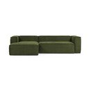 Roheline velvetist nurgadiivan (vasak nurk) Blok - Kave Home