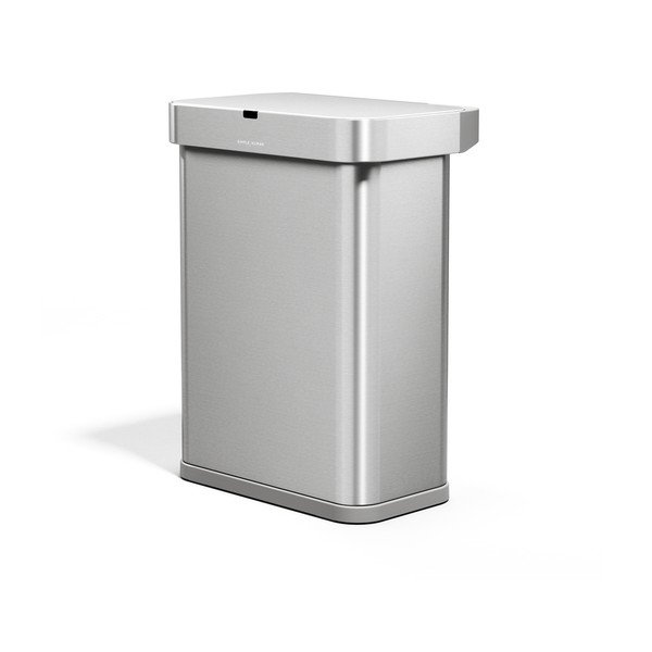Kontaktivaba terasest prügikast hõbedases värvitoonis 58 l Sensor - simplehuman