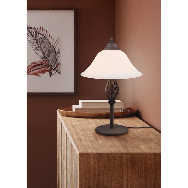 Tumepruun lauavalgusti klaasist varjuga (kõrgus 50 cm) Rustica - Trio-image-1