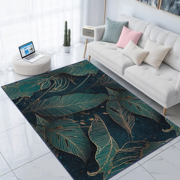 Petrooleumivärvi pestav vaip 80x150 cm Midnight Jungle - Mila Home-image-3