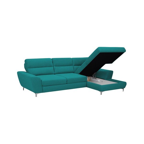 Tyrkysová rozkládací rohová pohovka Windsor & Co Sofas Omega, pravý roh-image-4