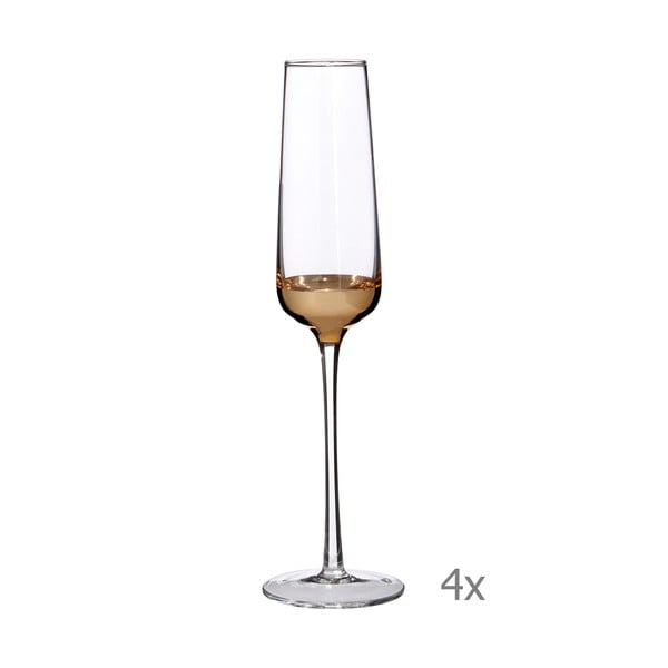 Sada 4 sklenic na šampaňské s detaily ve zlaté barvě Premier Housewares Horizon