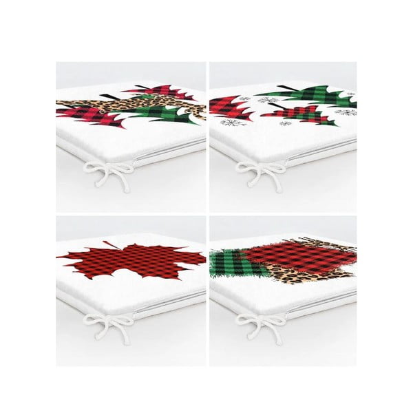Jõulumotiiviga istmepadjad 4tk komplektis 40x40 cm Tartan - Mila Home-image-2