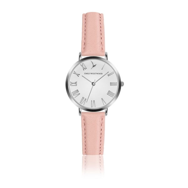 Dámské hodinky s růžovým páskem z pravé kůže Emily Westwood Pastel