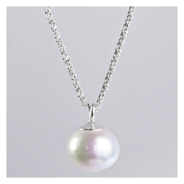 Stříbrný náhrdelník s bílou perlou 12 mm