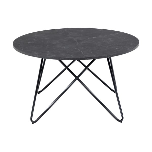 Must ümmargune marmorimitatsiooniga diivanilaud ø 80 cm Wyre - Actona-image-4