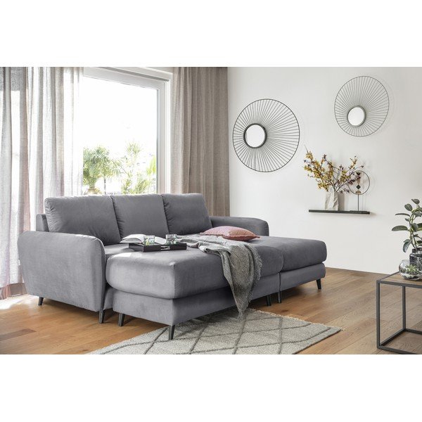 Helehall sametist nurgadiivan koos jalatoega , paremas nurgas Cosy Claire - Miuform-image-1