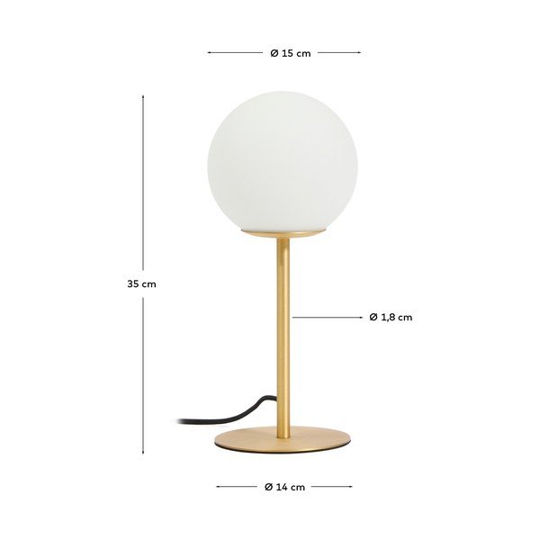 Valge/kuldne laualamp klaasist varjuga (kõrgus 35 cm) Brisia - Kave Home-image-4