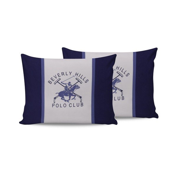 Sada 2 bavlněných povlaků na polštářky Polo Club Blue, 50 x 70 cm