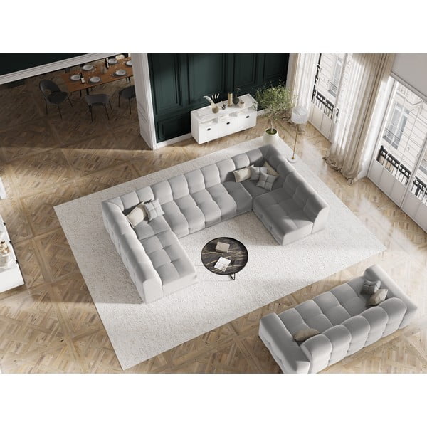 Helehall sametist nurgadiivan (U-kujuline) Kendal - Micadoni Home-image-1