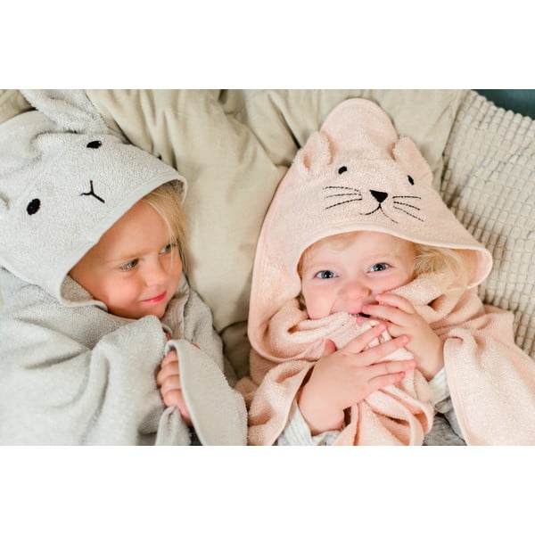 Roosa puuvillane beebirätik kapuutsiga 76x76 cm - Kindsgut-image-1