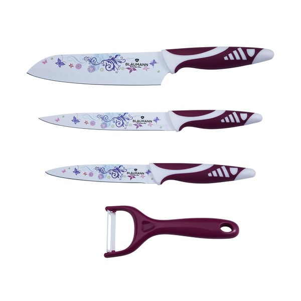 Sada nožů, 4 ks, fialovobílá